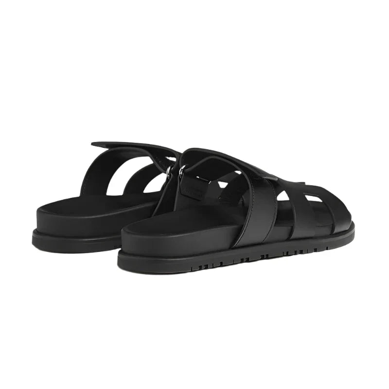 Hermès Chypre leather sandal black