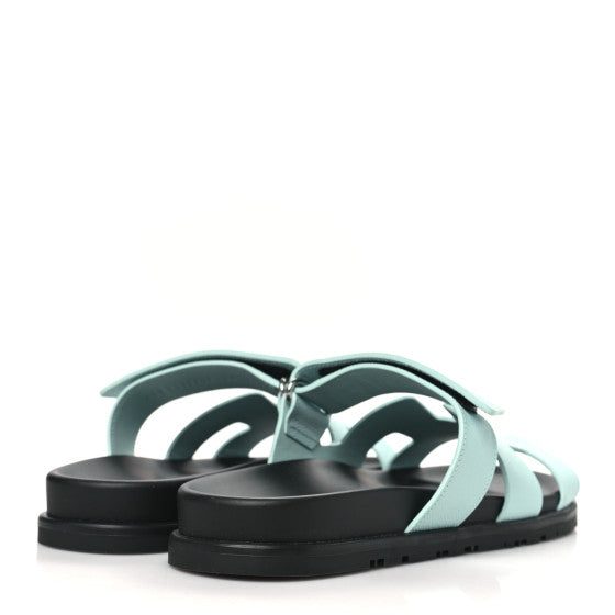 Hermes  Epsom Womens Chypre Sandals 39 Bleu Cristaux