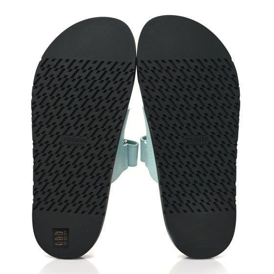 Hermes  Epsom Womens Chypre Sandals 39 Bleu Cristaux