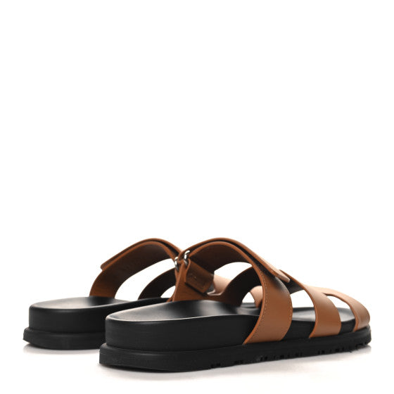 Hermes  Calfskin Womens Chypre Sandals Naturel