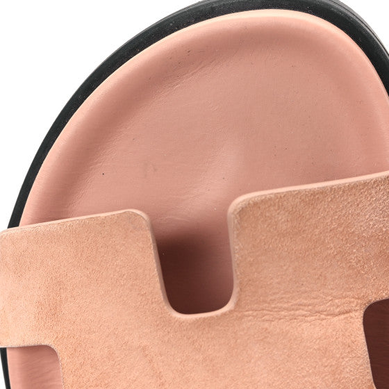 Hermes  Suede Goatskin Womens Chypre Sandals Nude