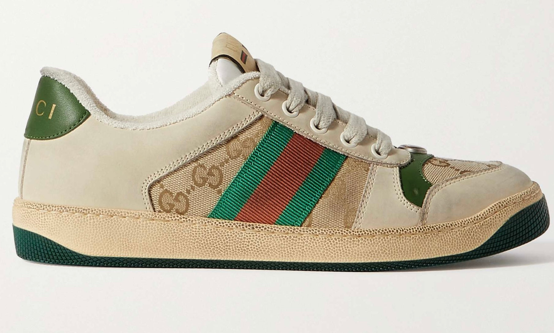 GUCCI
Screener suede, distressed leather and canvas