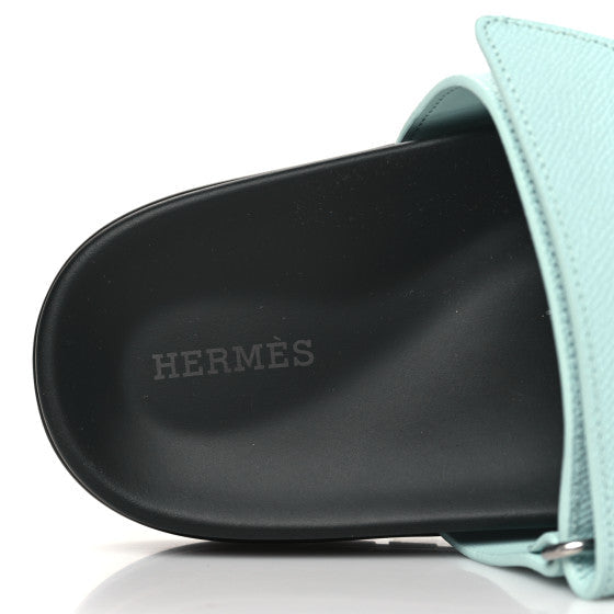 Hermes  Epsom Womens Chypre Sandals 39 Bleu Cristaux
