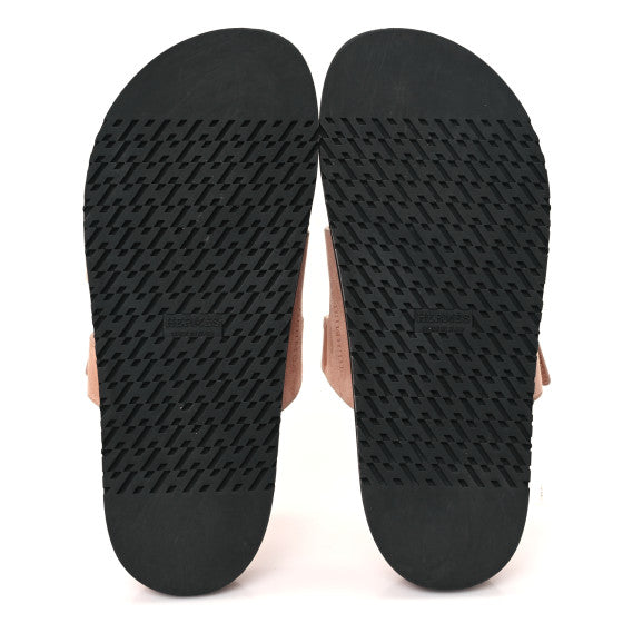 Hermes  Suede Goatskin Womens Chypre Sandals Nude